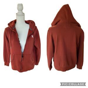 Hydro Flask Womens Burnt Orange Zip Up Hooded Jacket Size Medium Relaxed Fit